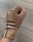Check Plaid Touch Screen Full Finger Ladies Wool Gloves with Fleece