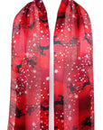 Christmas Reindeer Snowflake Green Silky Satin Striped Chiffon Ladies Scarf Shawl