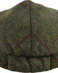 Men's Hat Check Tweed Olive Green Wool Blend Flat Caps