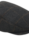 Men's Hat Check Tweed Charcoal Wool Blend Flat Caps