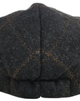 Men's Hat Check Tweed Charcoal Wool Blend Flat Caps