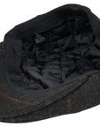 Men's Hat Check Tweed Charcoal Wool Blend Flat Caps