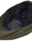Men's Hat Check Tweed Green Wool Blend Flat Caps