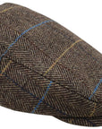Men's Hat Check Herringbone Light Brown Wool Blend Flat Caps