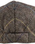 Men's Hat Check Herringbone Light Brown Wool Blend Flat Caps