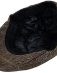 Men's Hat Check Herringbone Light Brown Wool Blend Flat Caps