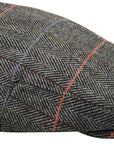 Men's Hat Check Herringbone Grey Wool Blend Flat Caps