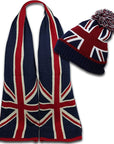 Union Jack Pompom Hat & Scarf Set