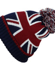 Union Jack Pompom Bobble Unisex Warm Hat with Super Soft Fleece Lining