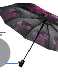 Flowers and Raindrop Auto Open Foldable Compact Umbrella