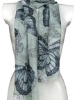 Big Butterfly Design Viscose Large Lightweight Scarf Shawl Sarong Wrap