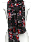 British Union Jack Flag Newspaper Viscose Scarf for Women - Large Size