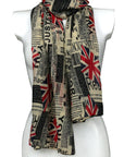 Newspaper Union Jack UK Flag Long Viscose Large Ladies Scarf Shawl Wrap