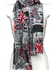 Newspaper Union Jack UK Flag Long Viscose Large Ladies Scarf Shawl Wrap