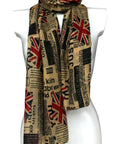 Newspaper Union Jack UK Flag Long Viscose Large Ladies Scarf Shawl Wrap