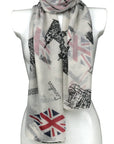 London Landmarks Union Jack Flag Souvenir Fashion Large Size Scarf Shawl Sarong