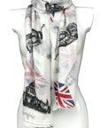 London Landmarks Union Jack Flag Souvenir Fashion Large Size Scarf Shawl Sarong