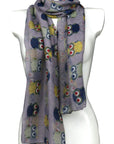 Owl Viscose Large Lightweight Scarf Shawl Sarong Wrap