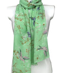 Flower and Bird on the branch Print Scarves