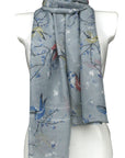Flower and Bird on the branch Print Scarves