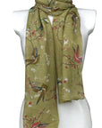 Flower and Bird on the branch Print Scarves