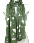 Feather Silver Foil Ladies Fashion Large Size Scarf Shawl Sarong Wrap