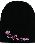 Princess Cuffed Black Beanie Hat