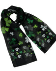 Shamrock Clover St Paddy’s Patrick Day Irish Silky Satin Soft Scarf Shawl Wrap
