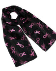 Pink Ribbon Shiny Silky Satin and Chiffon Soft Ladies Scarf Breast Cancer Awareness Shawl