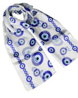 Evil Eye Design Silky Chiffon Satin Scarves