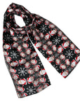 Christmas Snowflakes Santa Claus Silky Chiffon Satin Striped Scarves