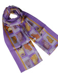 Multi Cat Print Chiffon Scarves
