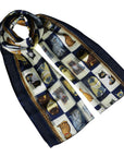 Multi Cat Print Chiffon Scarves