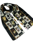 Multi Cat Print Chiffon Scarves