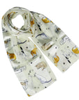 Multi Cats Breed Silky Satin Soft Ladies Scarf Shawl Wrap