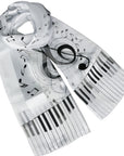 Musical Notes Piano Keys Striped Shiny Silky Satin Soft Ladies Scarf