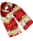 Snowflakes Christmas Balls Chiffon Satin Striped Shawl Scarves