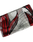 Red Abstract Design Shiny Silky Satin and Chiffon Soft Scarf Shawl