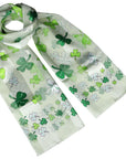 Shamrock Clover St Paddy’s Patrick Day Irish Silky Satin Soft Scarf Shawl Wrap