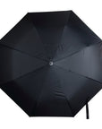 Classic Crook Wooden Effect Handle Compact Auto Open Black Brolly Umbrella
