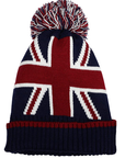Union Jack Pompom Bobble Unisex Warm Hat with Super Soft Fleece Lining