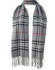 Soft Grey Tartan Check Plaid Large Unisex Winter Scarf Shawl