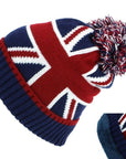Union Jack Pompom Hat & Scarf & Full Finger Unisex Gloves Set