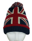 Union Jack Pompom Hat with Red Fleece