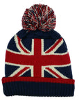 Union Jack Pompom Hat with Red Fleece