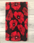 Black Poppy Floral Remembrance Day Viscose Sarong Shawl Scarf
