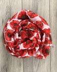 White Poppy Floral Remembrance Day Shawl Scarf