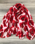 White Poppy Floral Remembrance Day Shawl Scarf