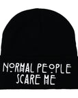 Normal People Scare me Cuffed Unisex Black Beanie Hat