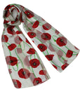 Cream Poppy Floral Remembrance Day Silky Chiffon Scarves Shawl
